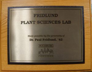 Fridlund Plant Sciences Lab plaque